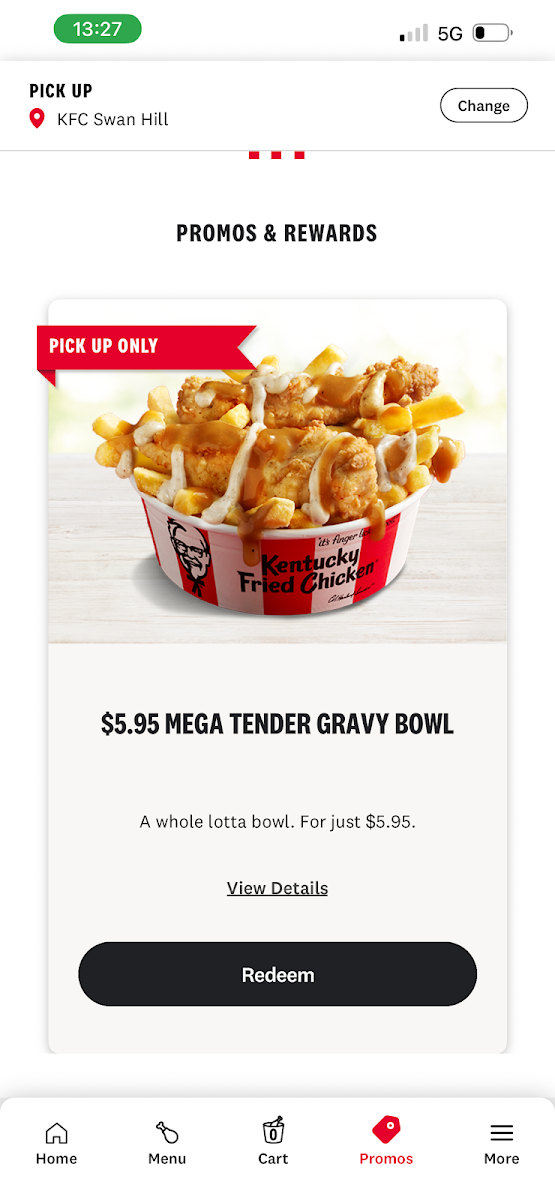 Menu, KFC Swan Hill