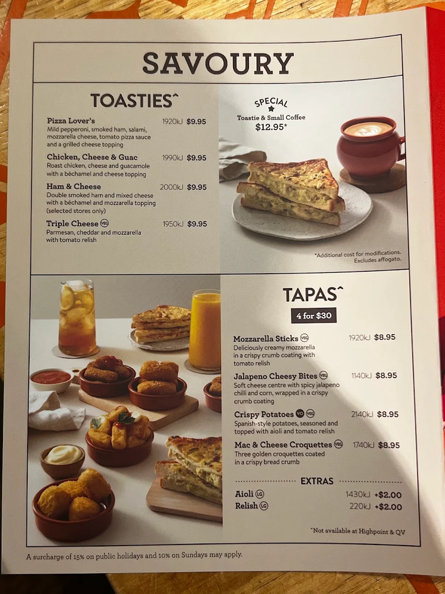 Menu, San Churro Mandurah