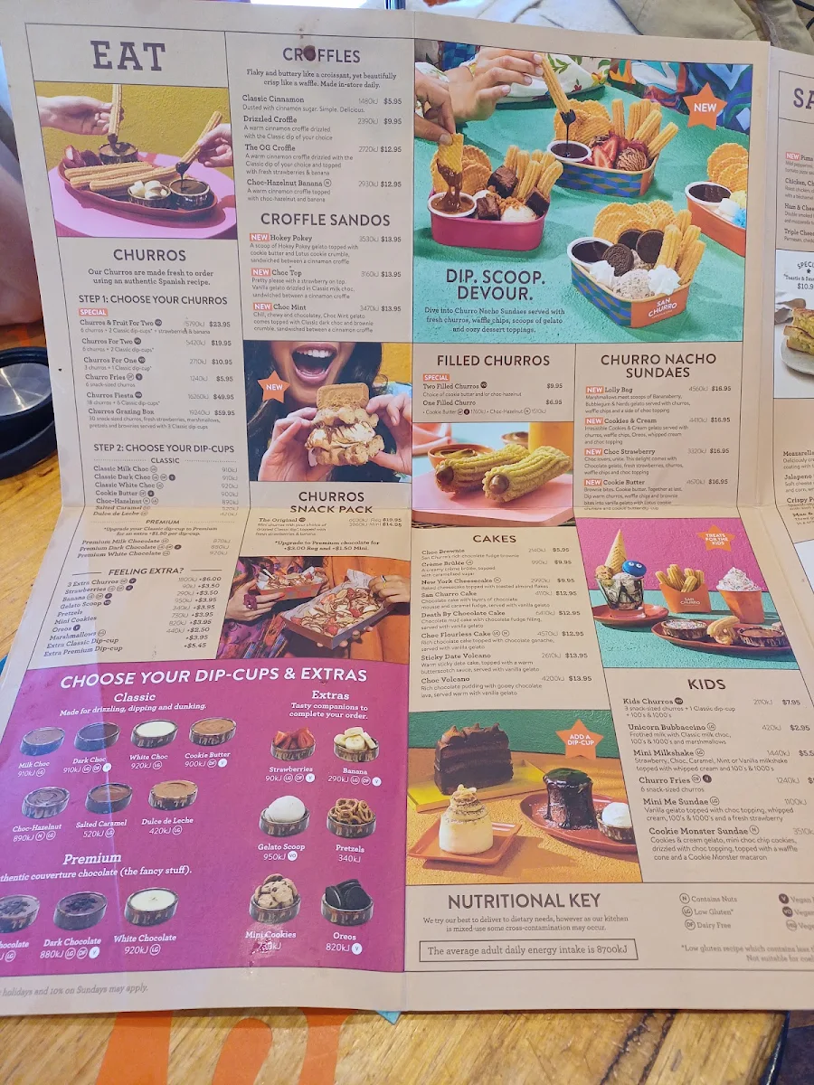 Menu, San Churro Mandurah