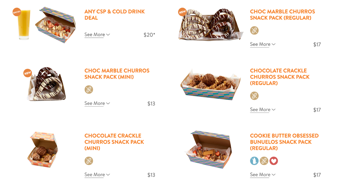 Menu, San Churro Mandurah