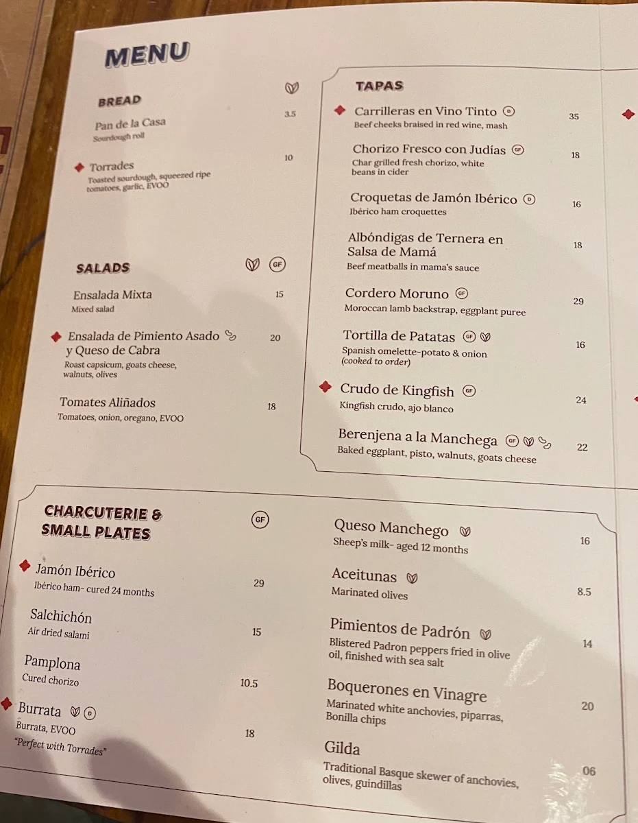 Menu, Encasa Restaurant