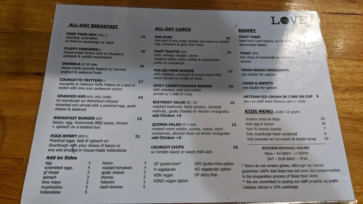 Menu, Now and Not Yet.