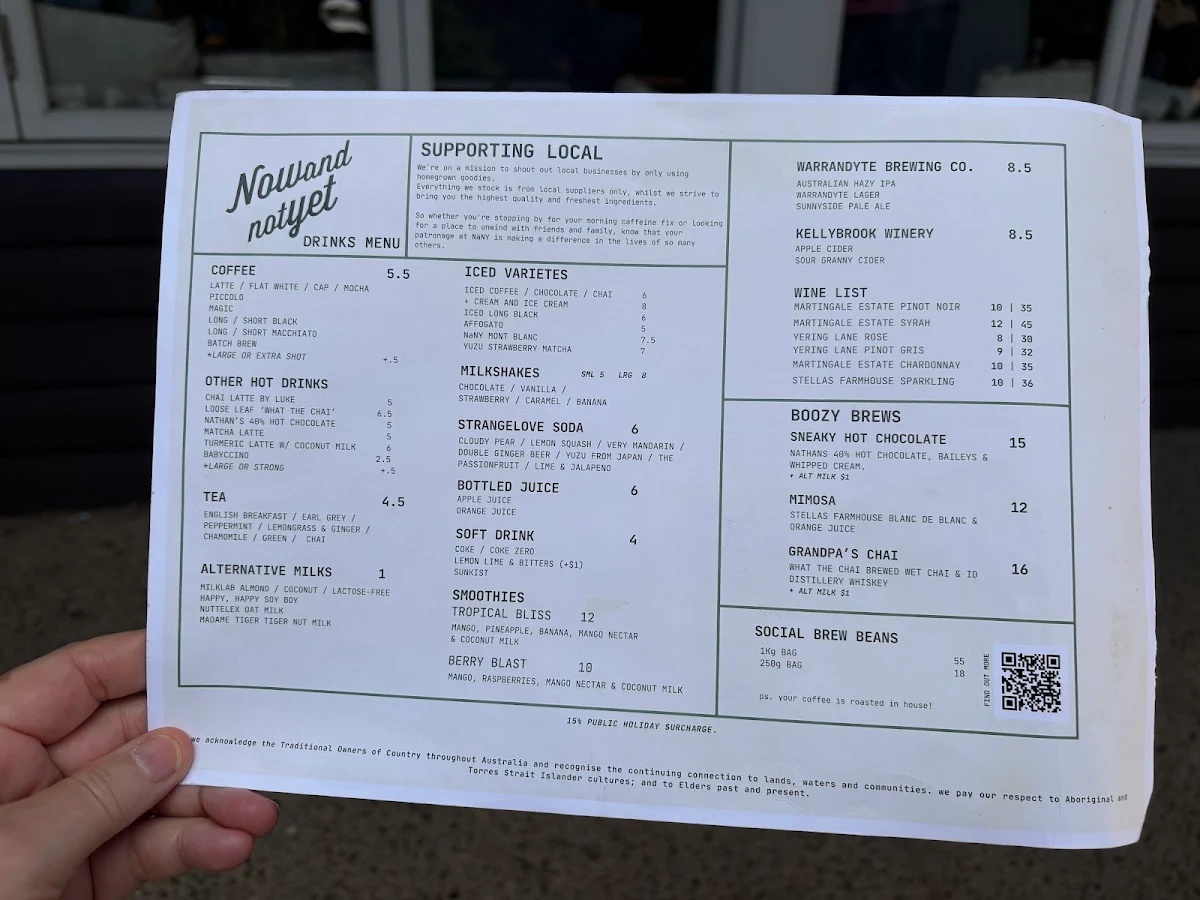 Menu, Now and Not Yet.