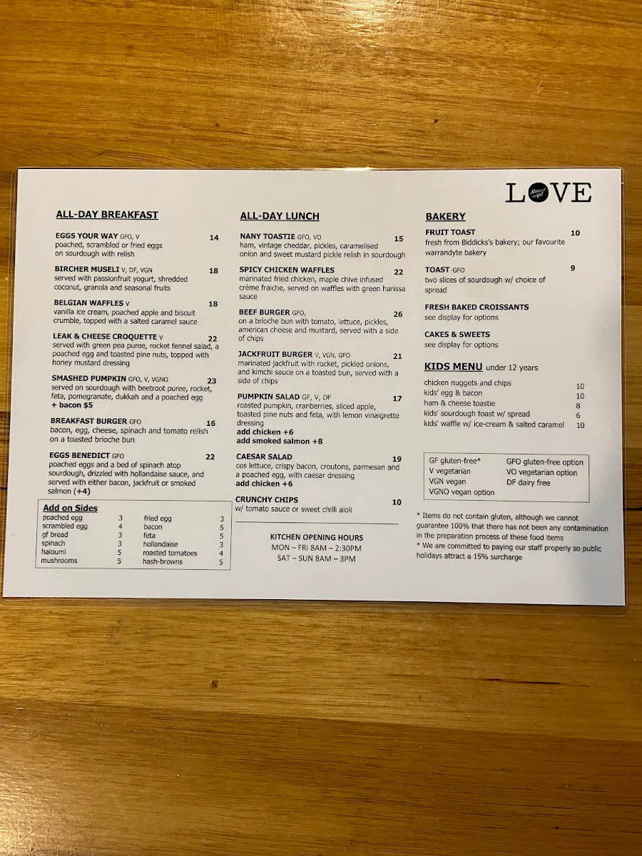 Menu, Now and Not Yet.
