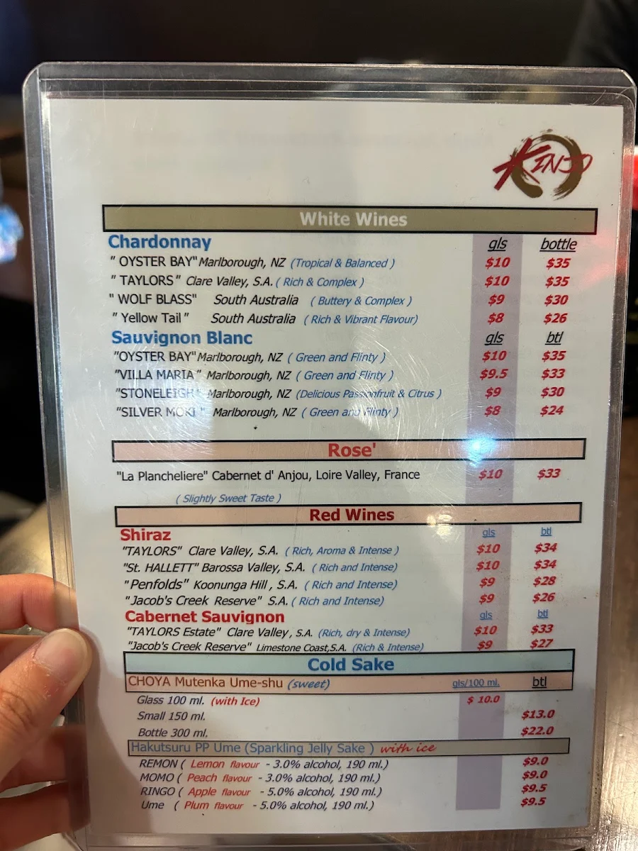 Menu, KinJo Japanese Restaurant & Sushi Bar