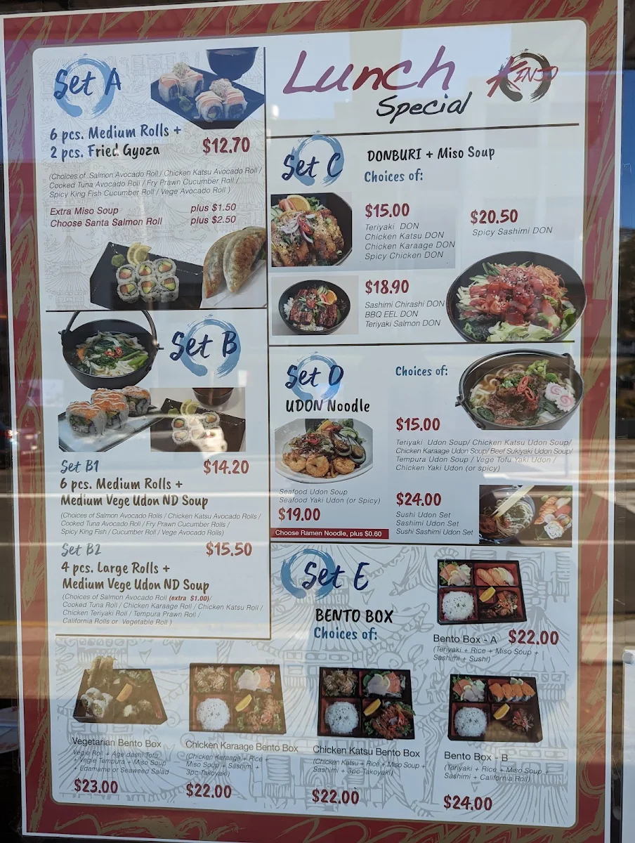 Menu, KinJo Japanese Restaurant & Sushi Bar