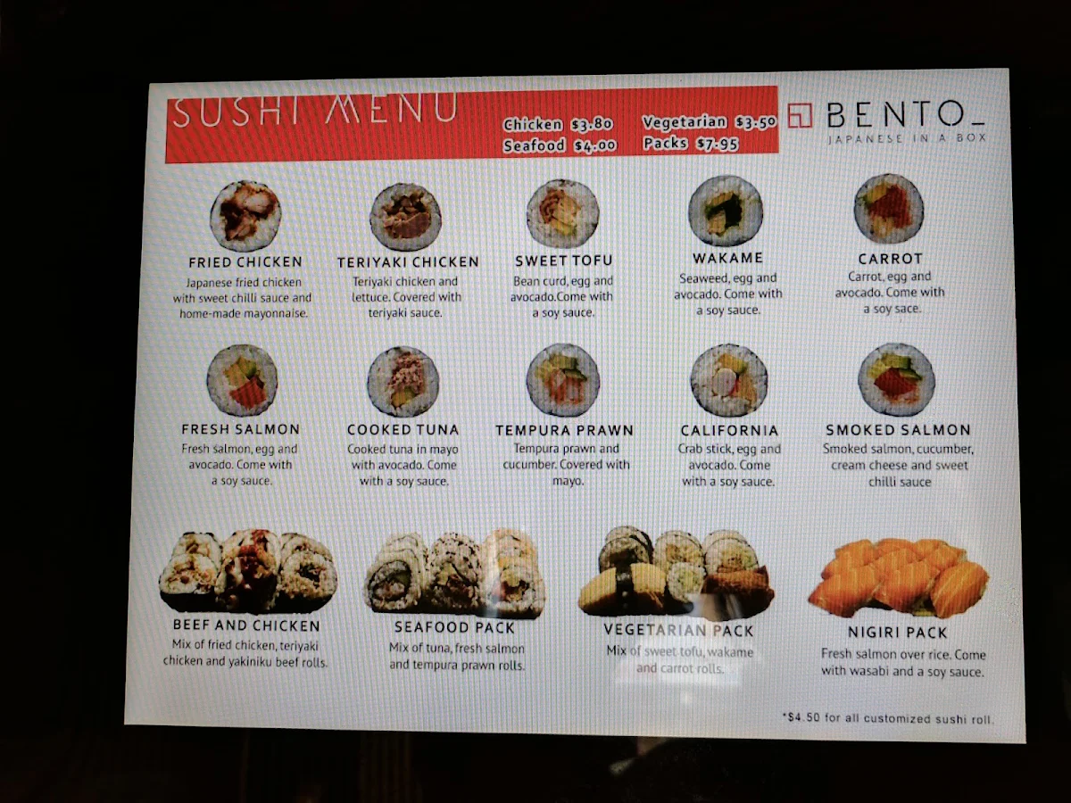 Menu, Bento Box