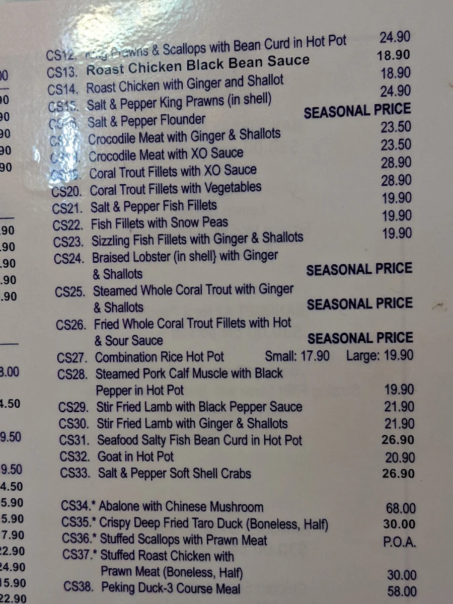 Menu, Enjoy Inn