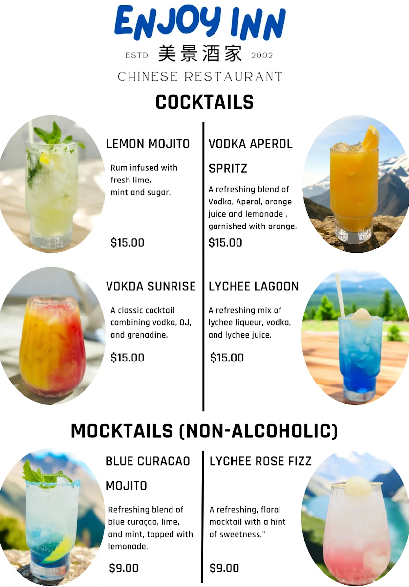 Menu, Enjoy Inn