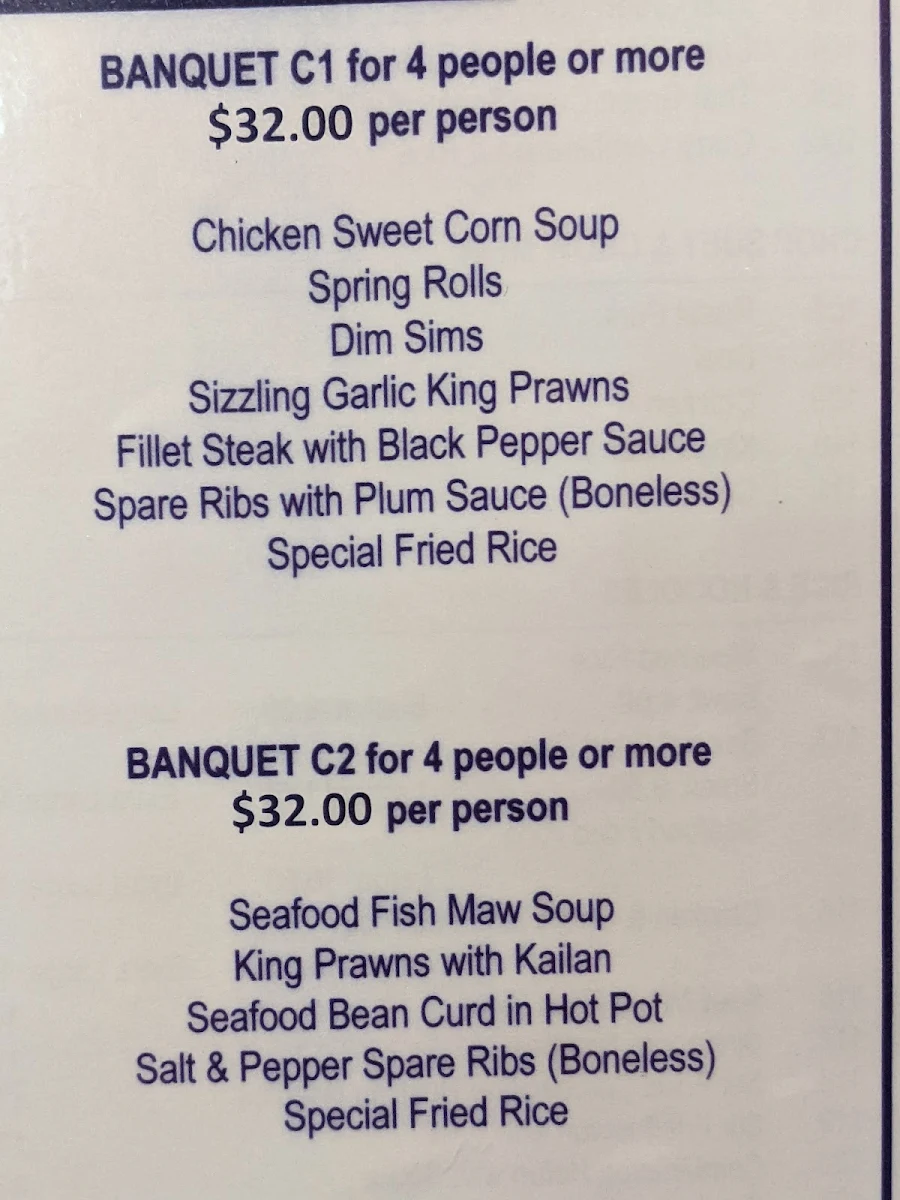 Menu, Enjoy Inn