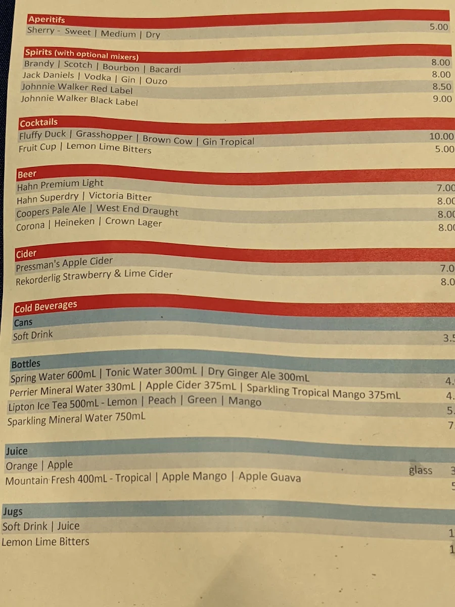 Menu, Enjoy Inn
