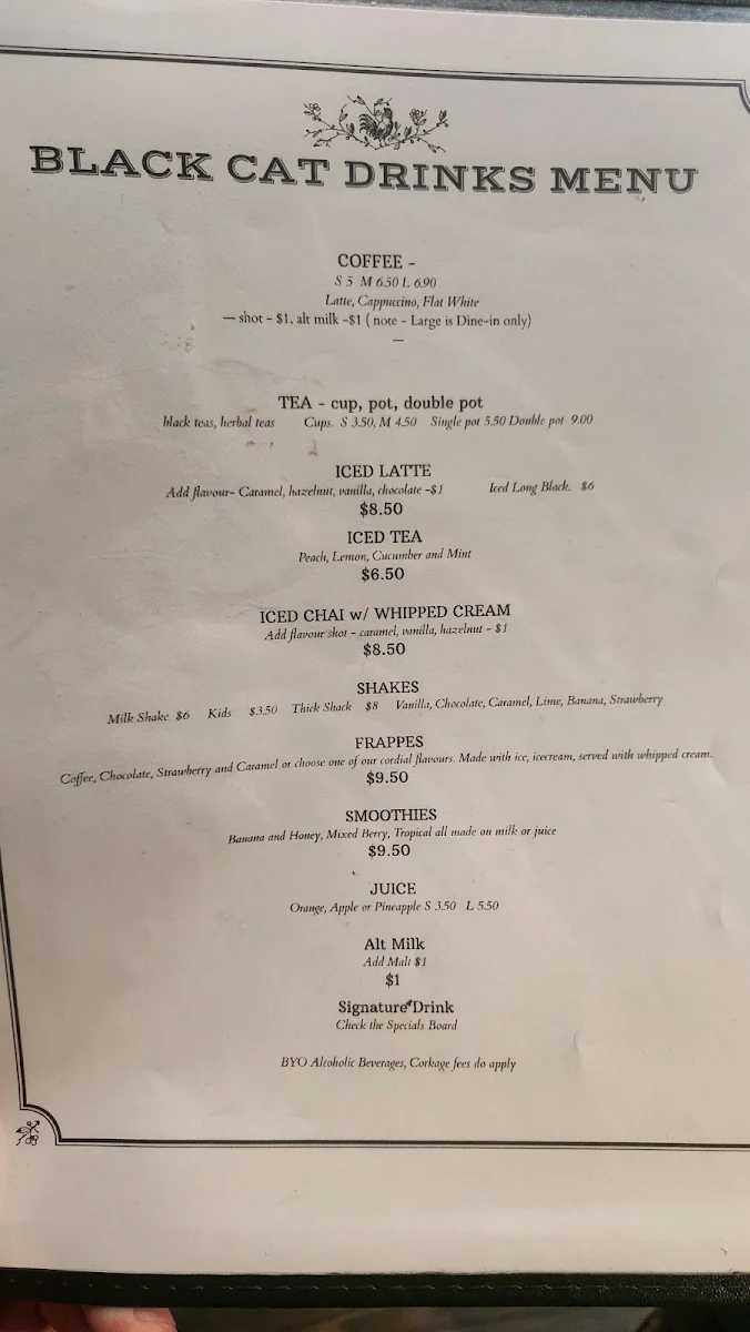Menu, The Black Cat Eatery