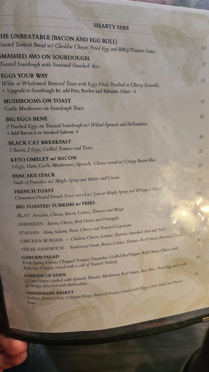 Menu, The Black Cat Eatery