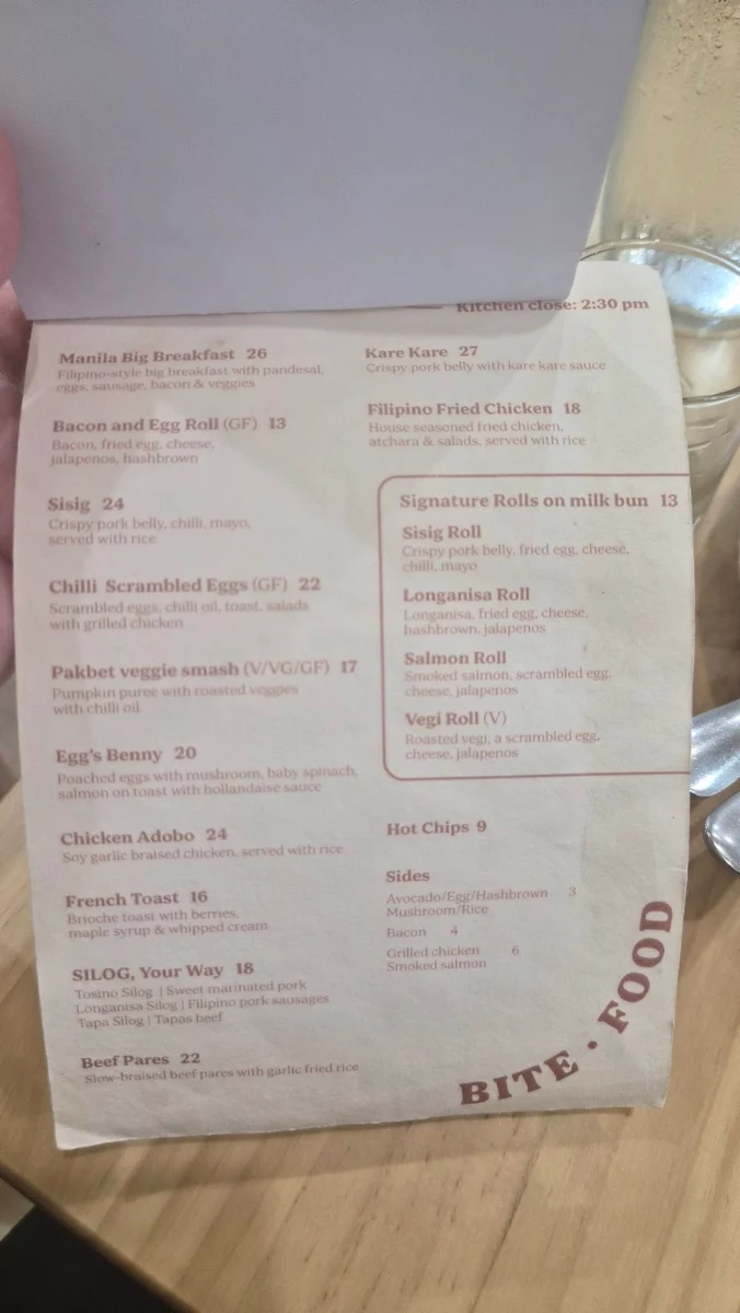 Menu, Meryenda Cafe