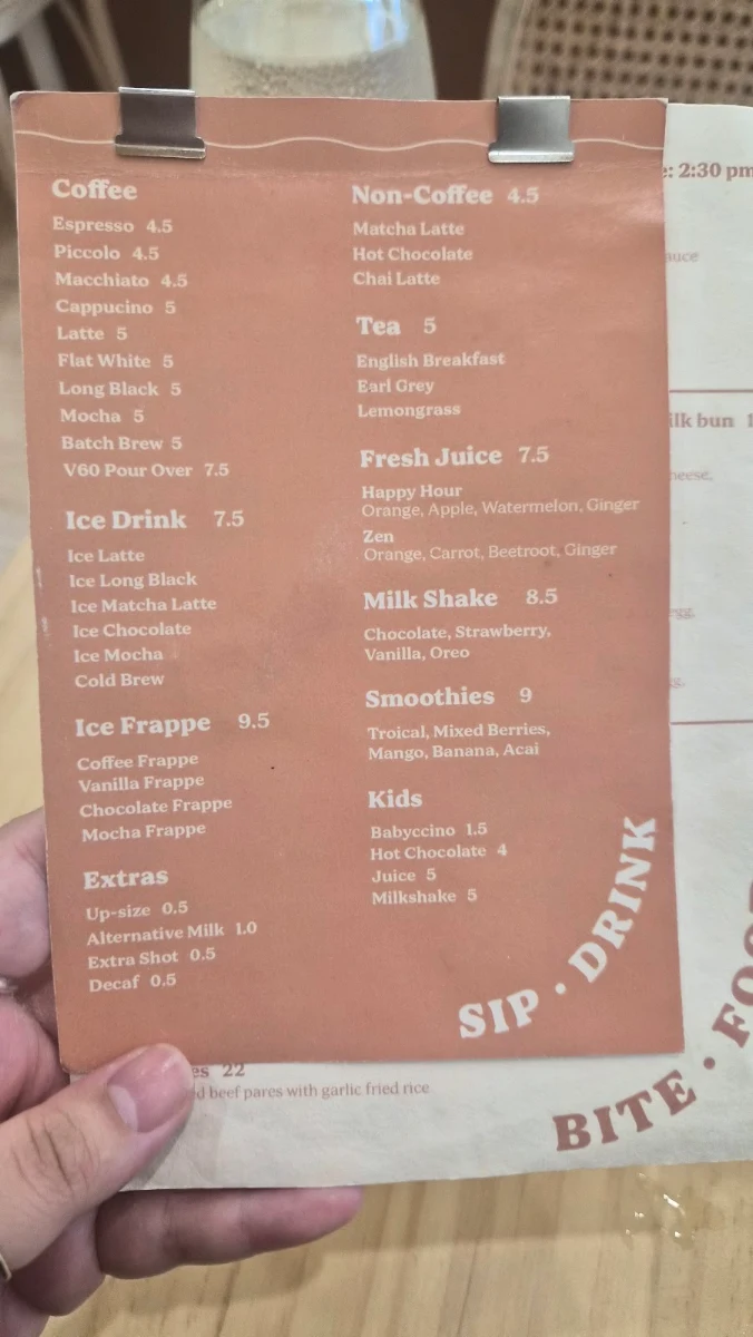 Menu, Meryenda Cafe