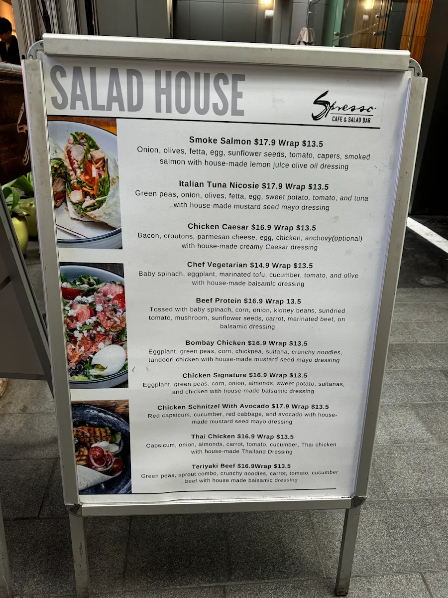 Menu, Spresso Cafe and Salad Bar