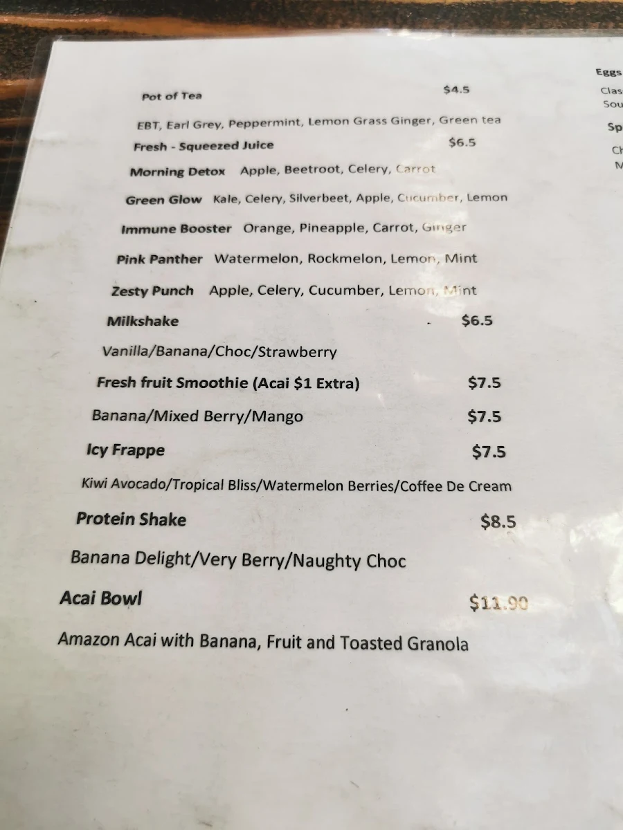 Menu, Spresso Cafe and Salad Bar