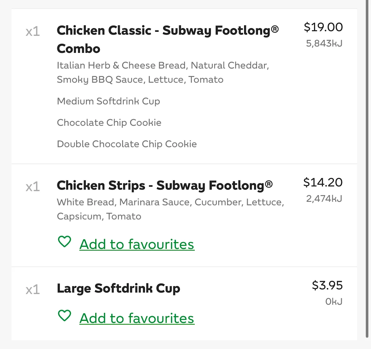 Menu, Subway Browns Plains Westpoint