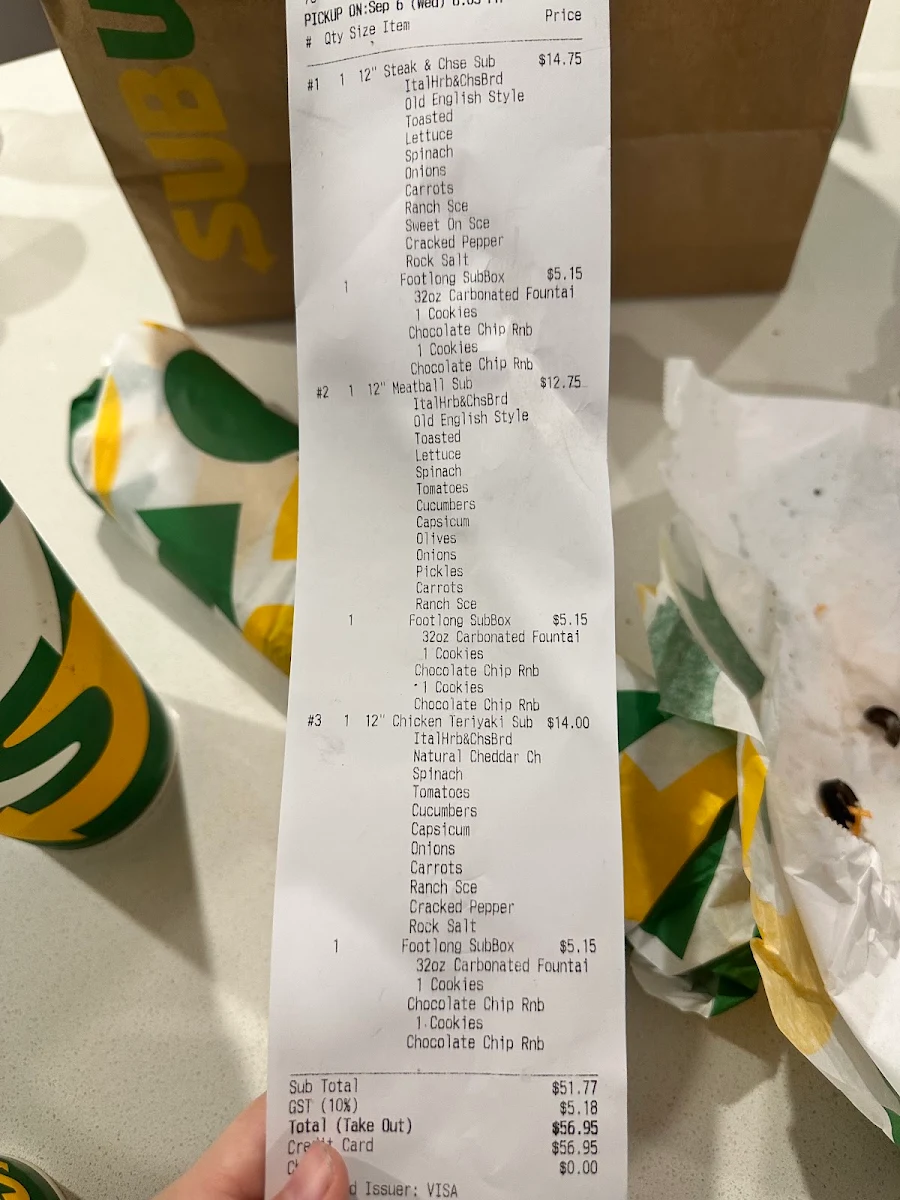 Menu, Subway Browns Plains Westpoint