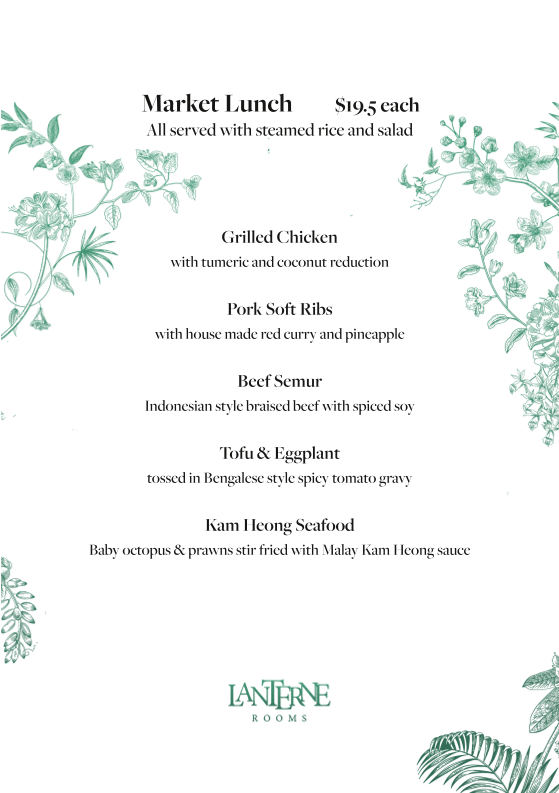 Menu, Lanterne Rooms