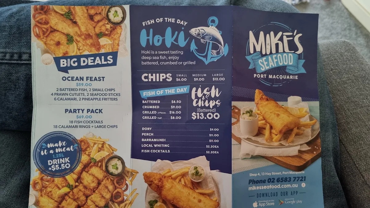Menu, Mike's Seafood