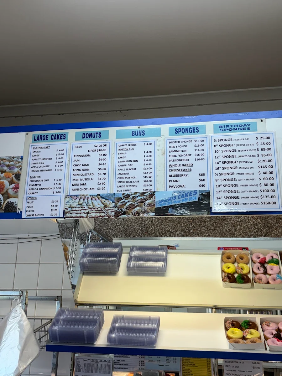 Menu, Sargent's Cakes