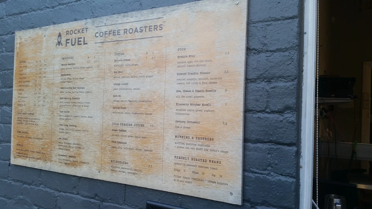 Menu, Rocketfuel Coffee Roasters