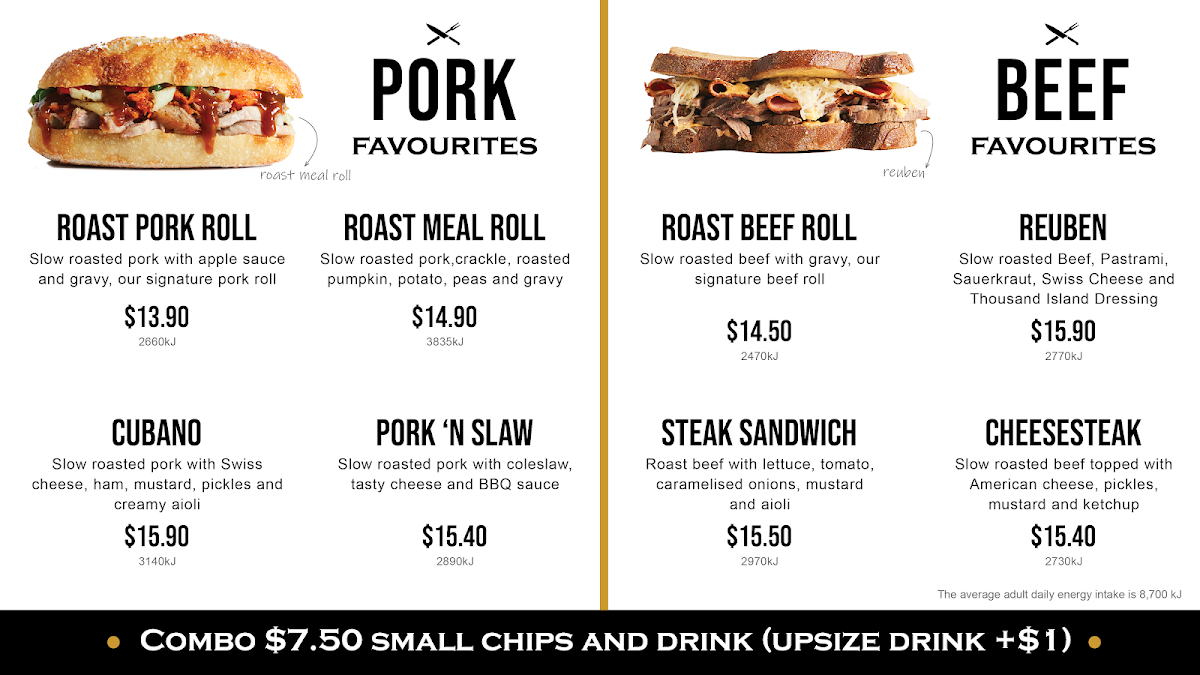 Menu, Sandwich Chefs Waurn Ponds