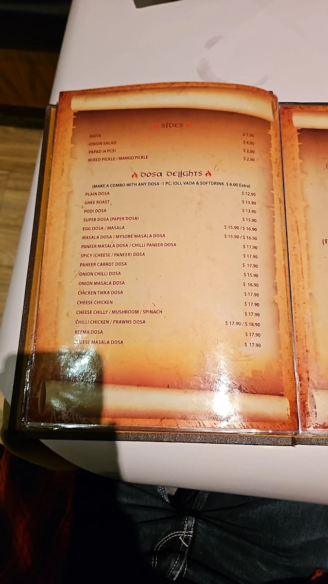 Menu, Baahubali Indian Restaurant