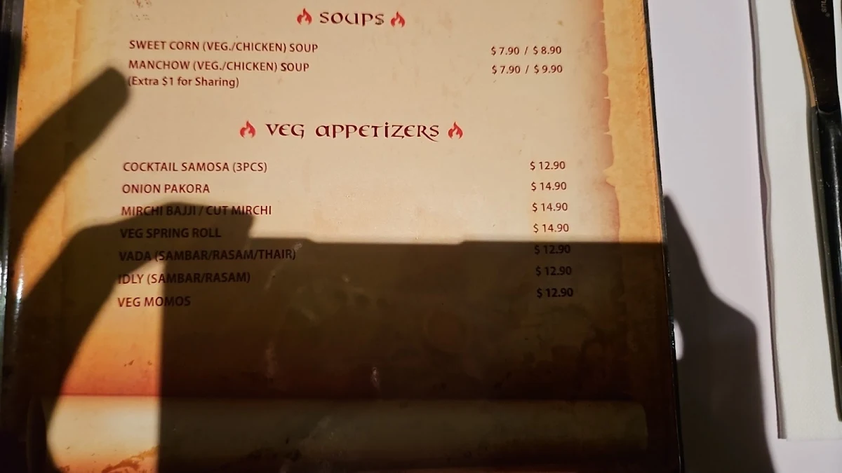 Menu, Baahubali Indian Restaurant