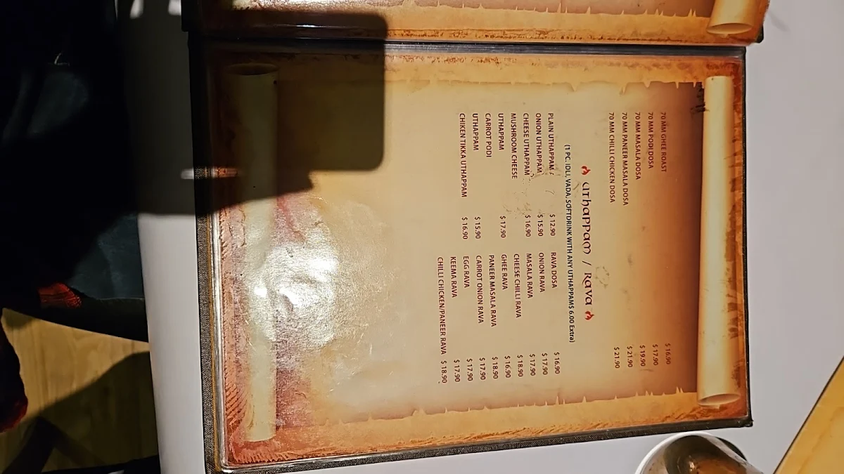 Menu, Baahubali Indian Restaurant