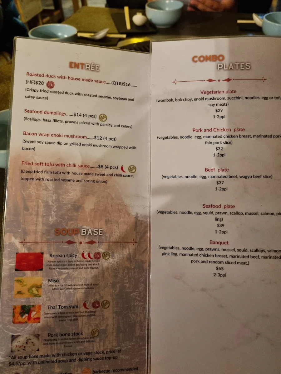 Menu, Monsoon Shabu Shabu