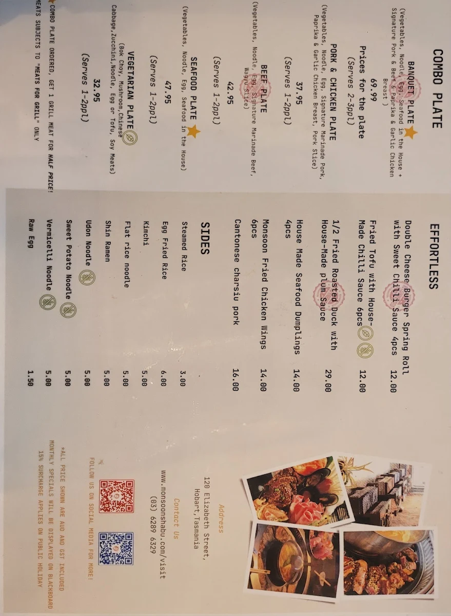 Menu, Monsoon Shabu Shabu