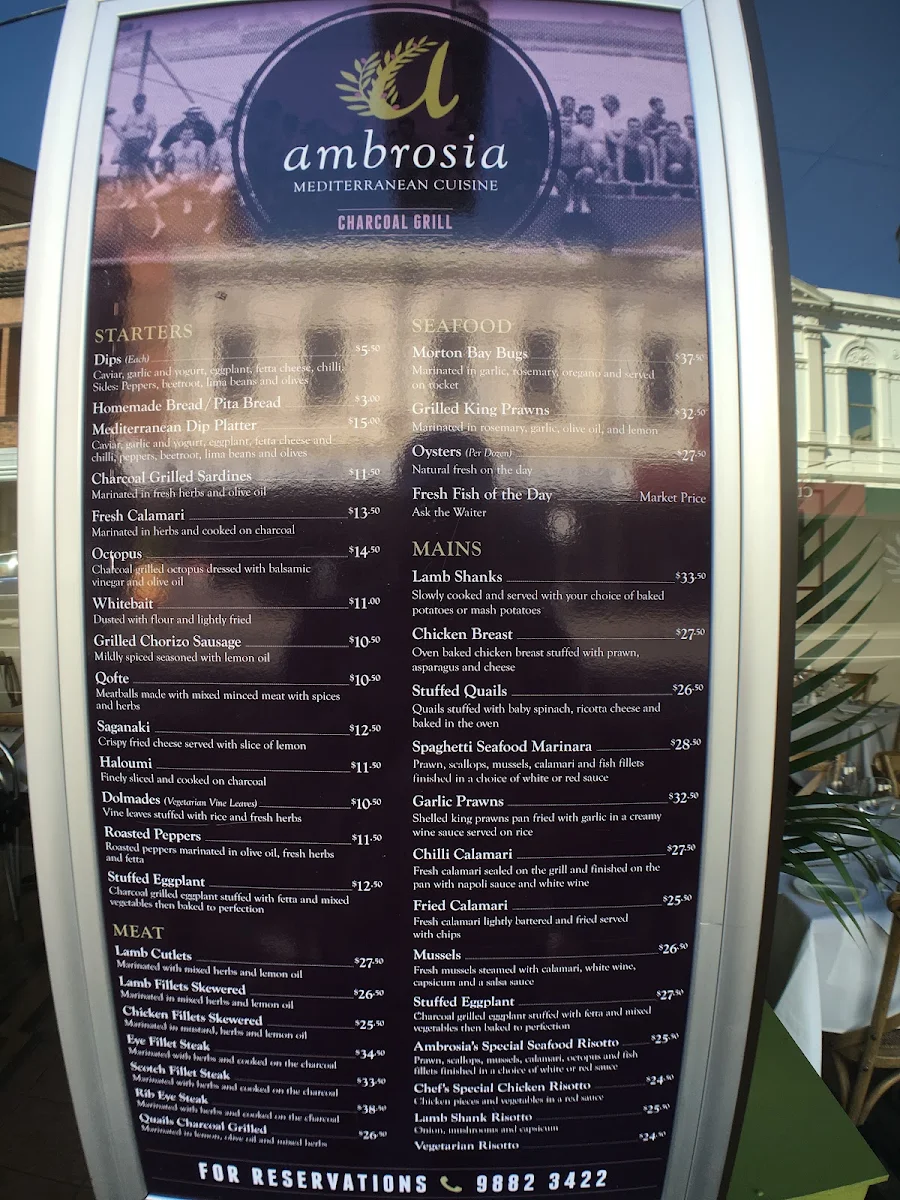 Menu, Ambrosia