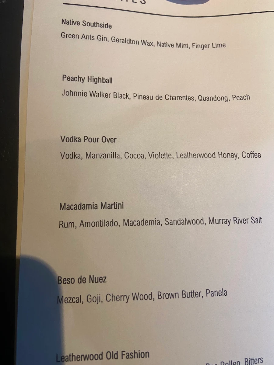 Menu, Lui Bar