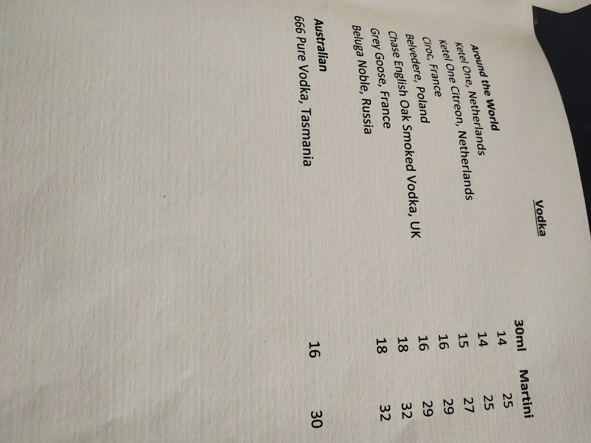 Menu, Lui Bar
