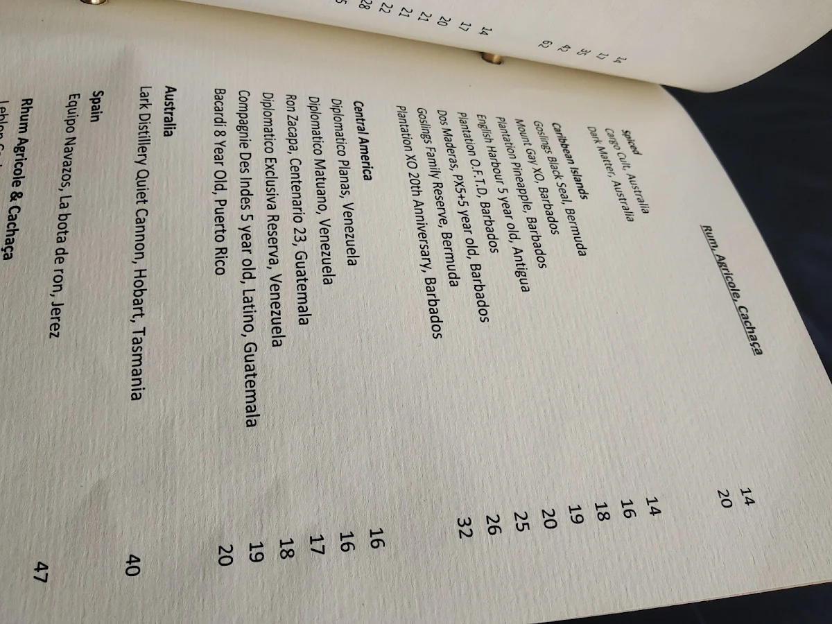 Menu, Lui Bar