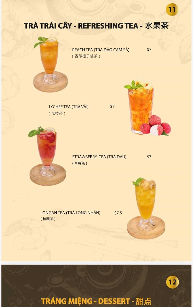 Menu, Pho Nho Clayton