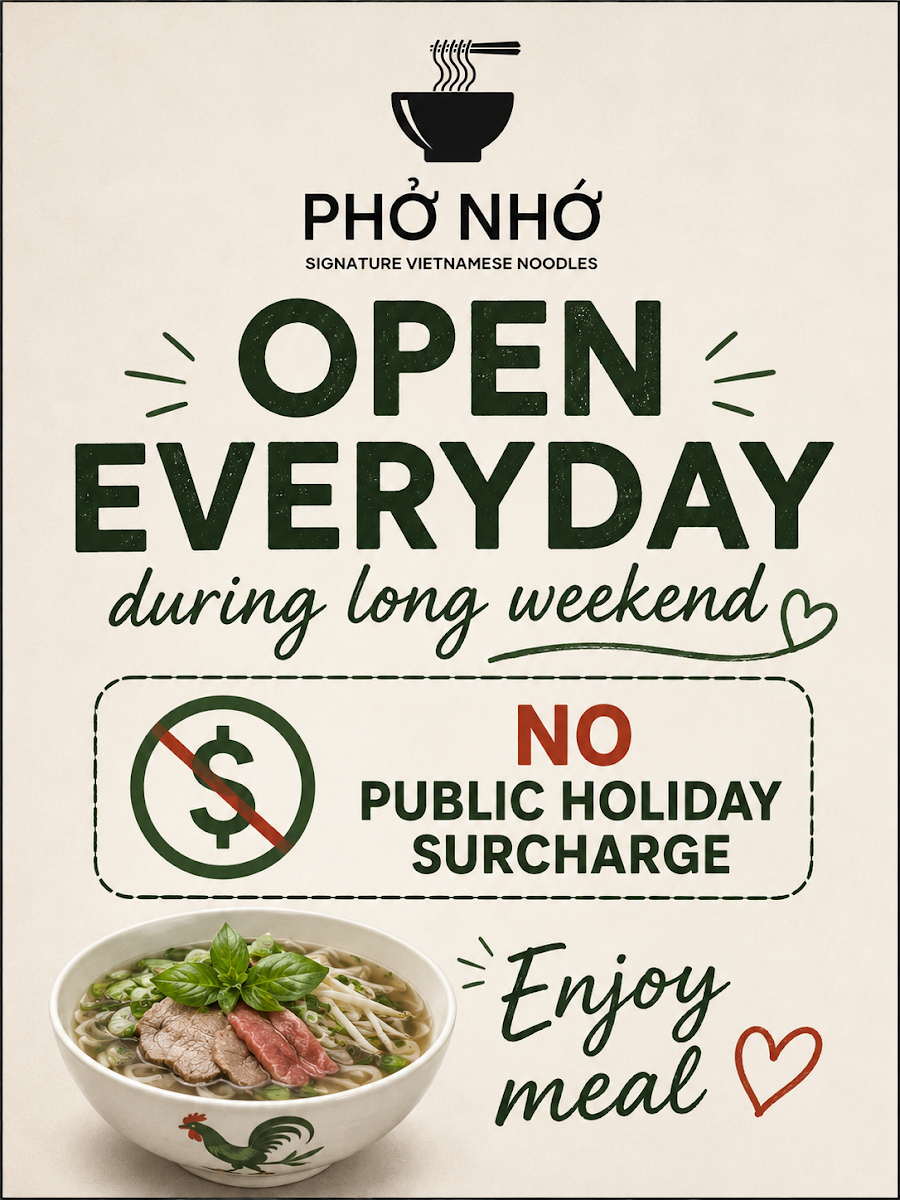 Menu, Pho Nho Clayton