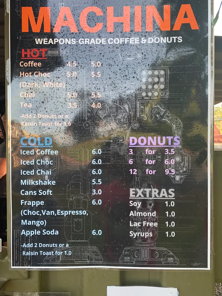 Menu, Machina Coffee Donuts