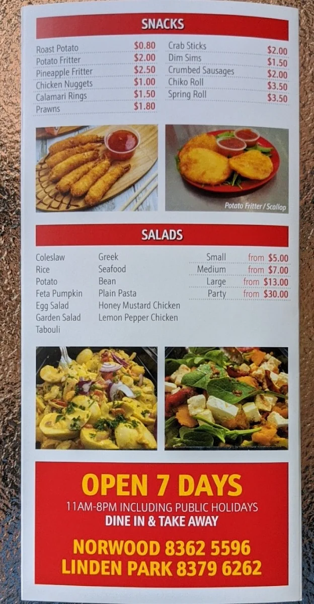 Menu, Chicken Time Norwood