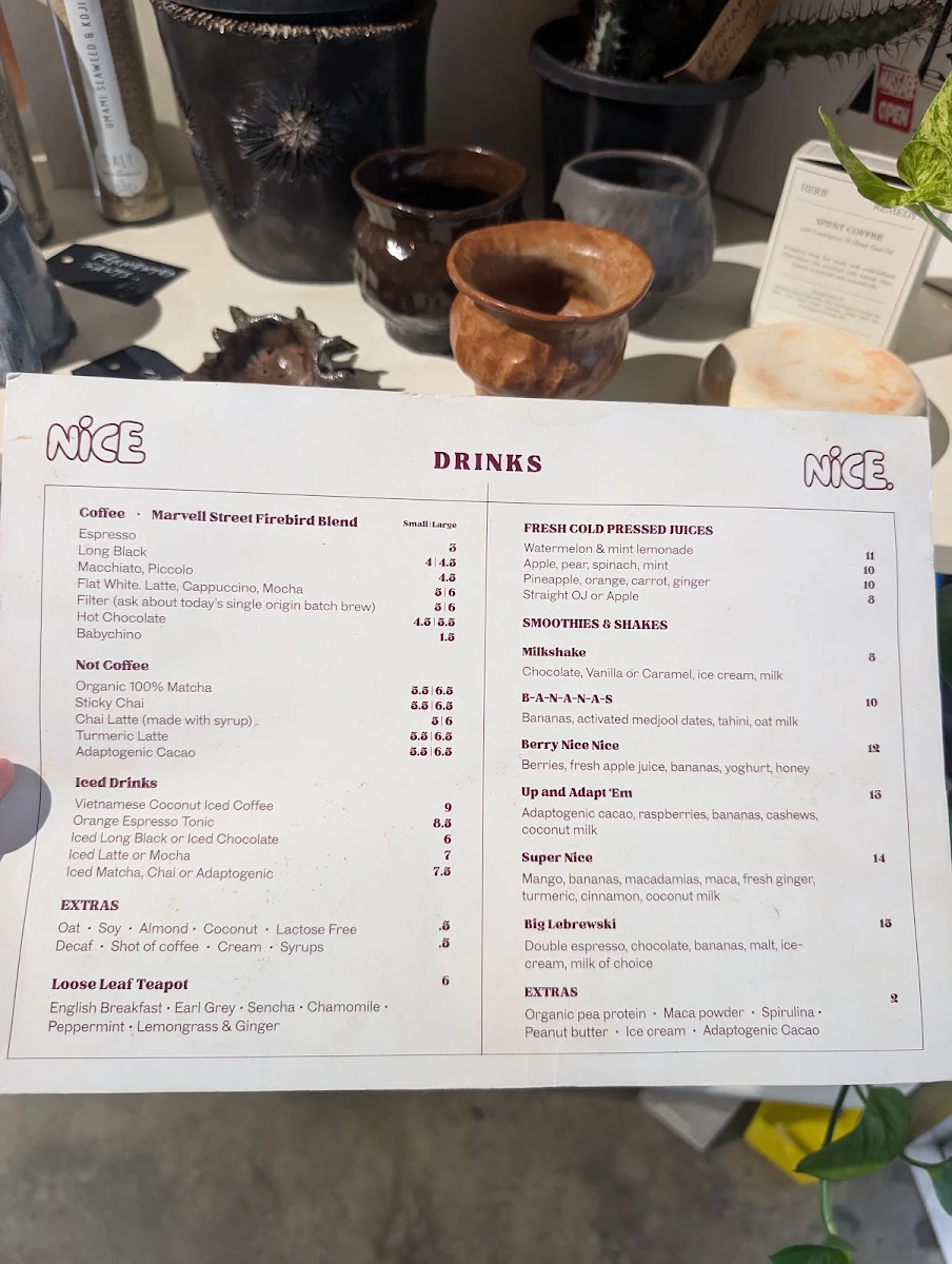 Menu, nice nice