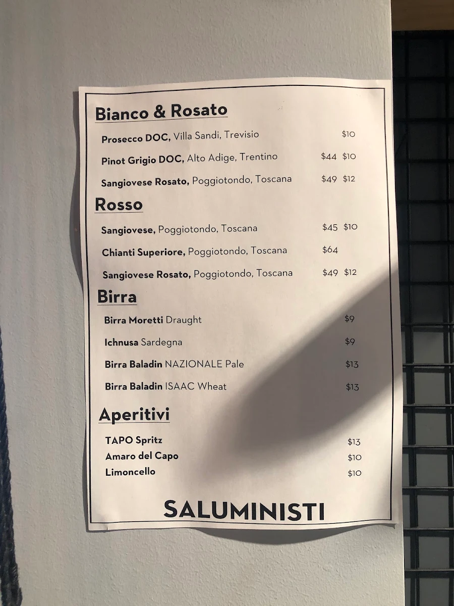 Menu, Saluministi Docklands