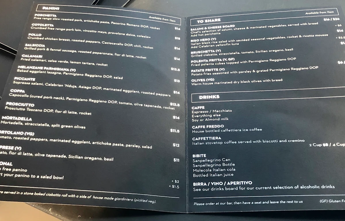 Menu, Saluministi Docklands