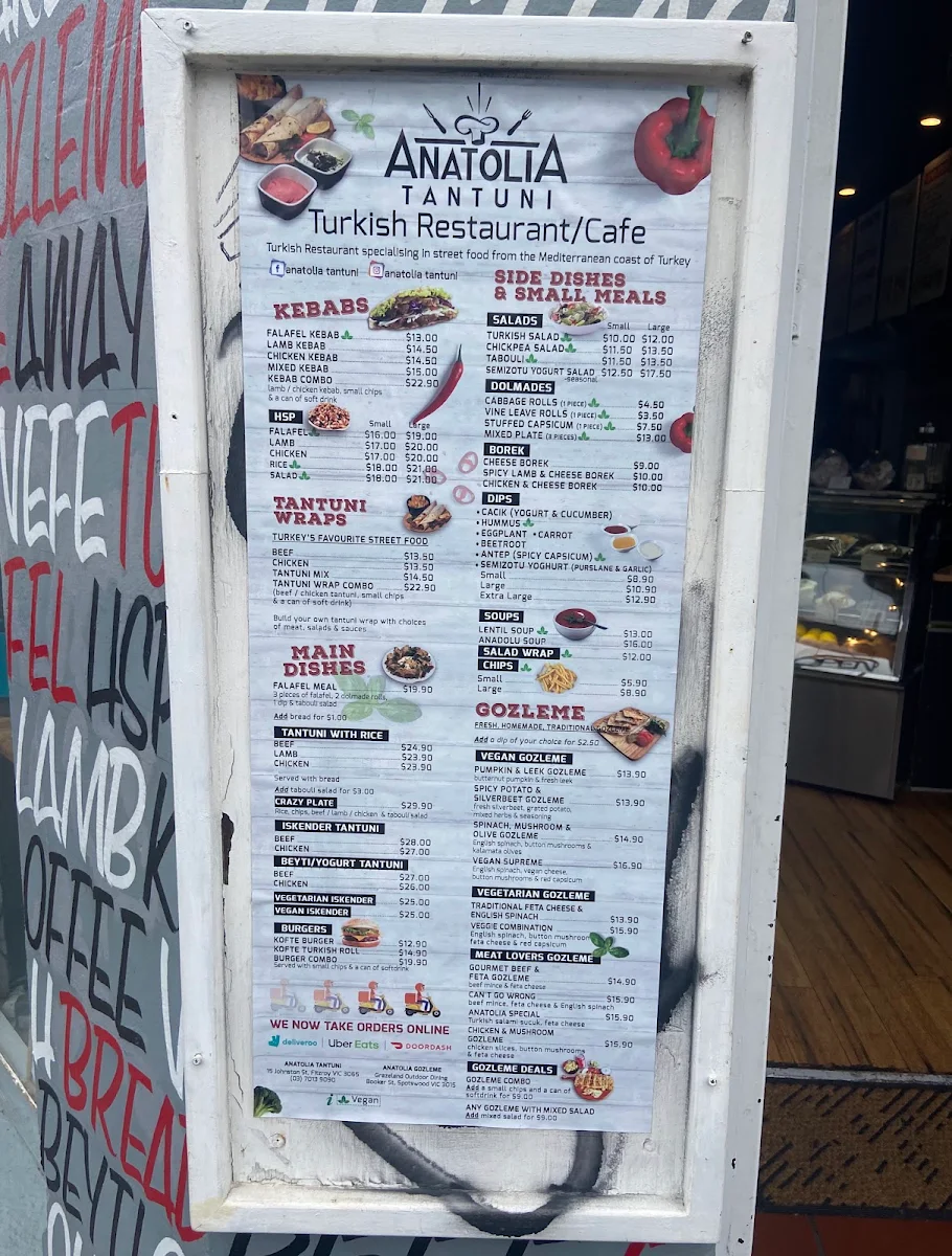 Menu, Anatolia Tantuni