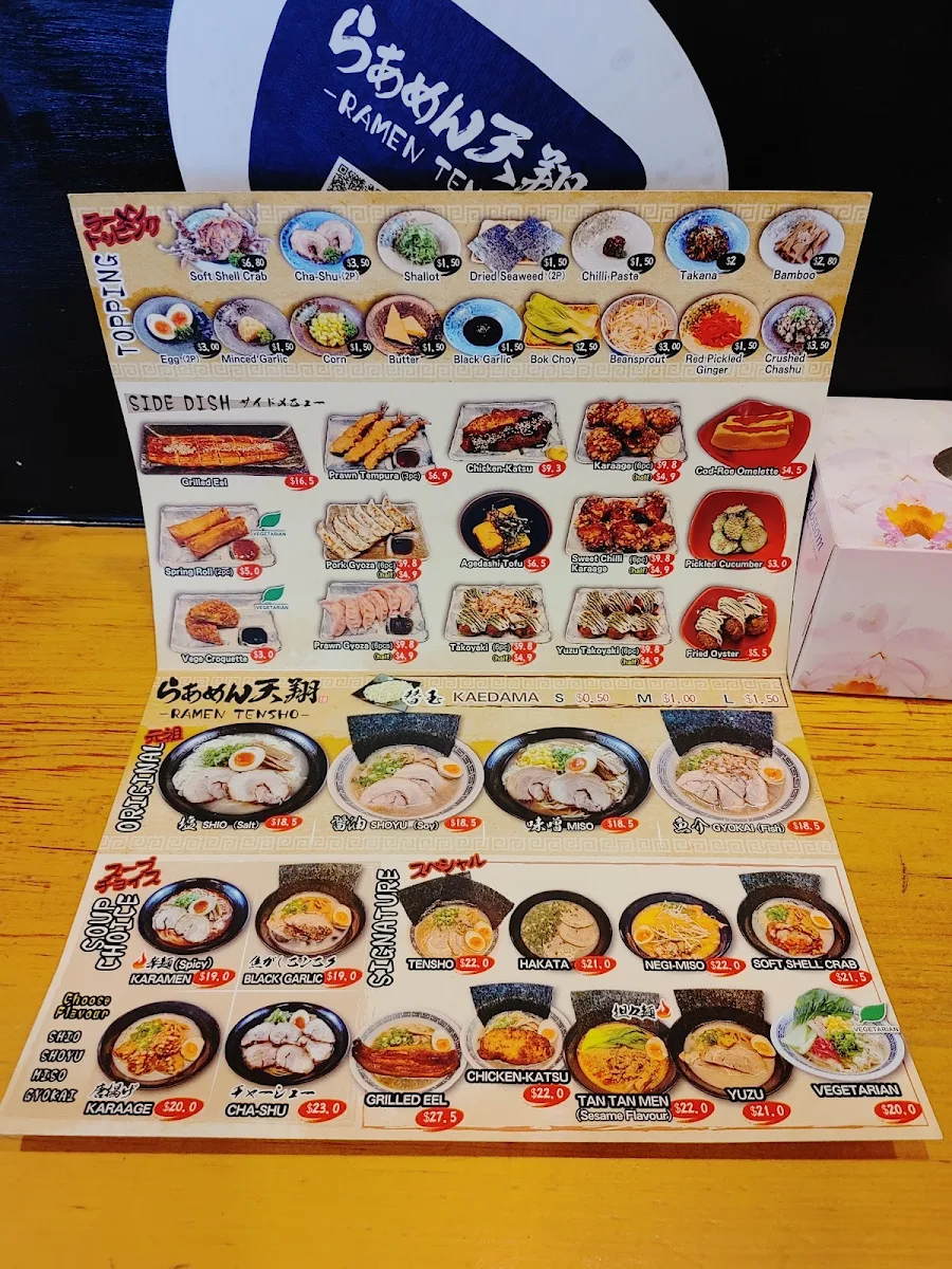 Menu, Ramen Tensho
