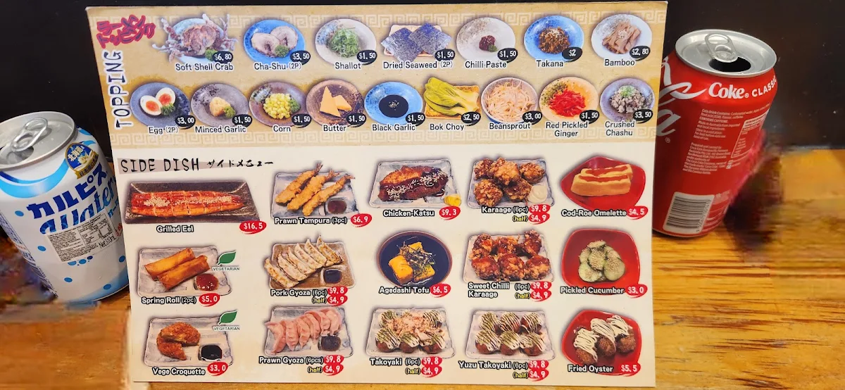 Menu, Ramen Tensho