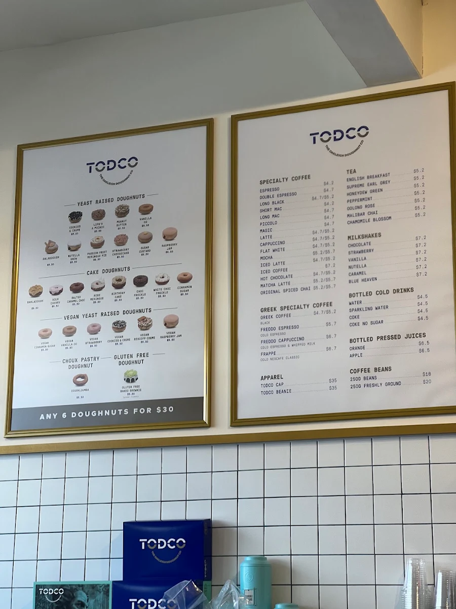 Menu, TODCO - The Oakleigh Doughnut Co (Richmond)