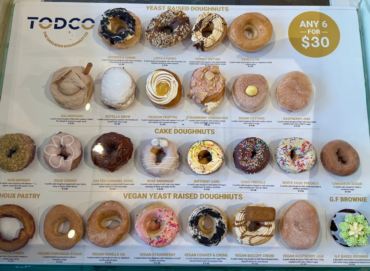 Menu, TODCO - The Oakleigh Doughnut Co (Richmond)