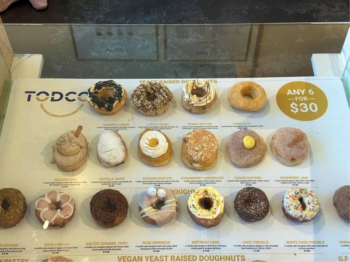 Menu, TODCO - The Oakleigh Doughnut Co (Richmond)